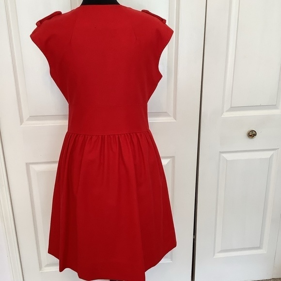 Vibrant red wool blend Club Monaco dress w/exposed zipper & pockets. Y2K - Picture 4 of 8